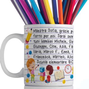 Tazza Personalizzata Con Bambini Decori Scuola E Dedica Idea Regalo