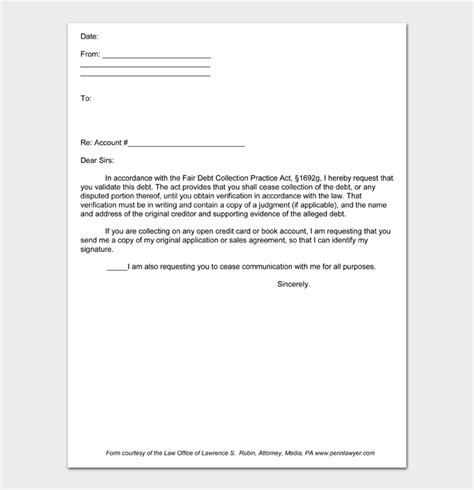 19 Free Debt Validation Letter Templates Examples Docformats