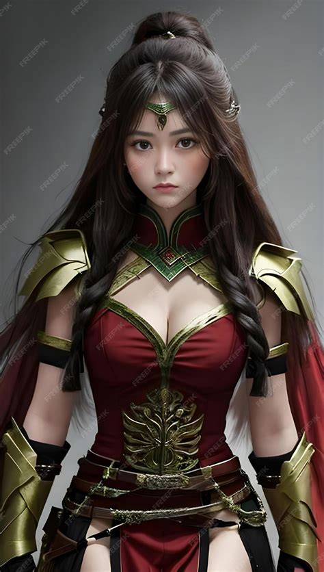 Premium AI Image | A female cosplay warrior with armor and helmet