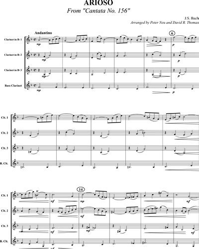 Arioso From Cantata No Clarinet In Bb Sheet Music By Johann