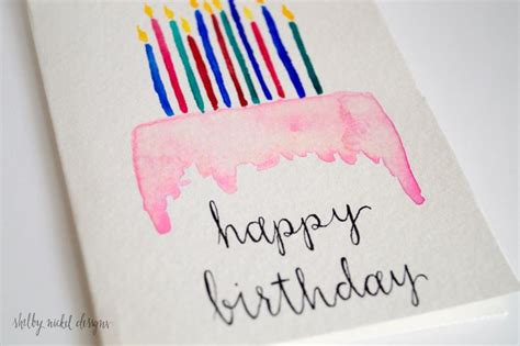 Birthday Card Naked Cake Card Watercolor Cake Card Watercolor Birthday Card Birthday Cake Card