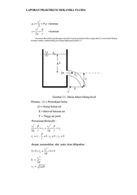 Contoh Laporan Mekanika Fluida Part Laporan Praktikum Mekanika