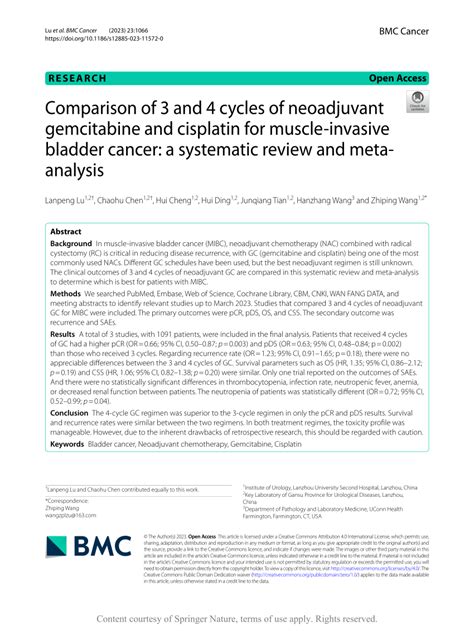 Pdf Comparison Of And Cycles Of Neoadjuvant Gemcitabine And