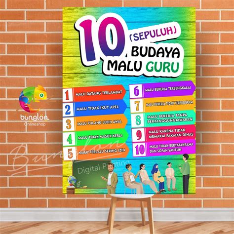 Jual Poster Budaya Malu Guru Kode Etik Guru 5s Budaya Malu Siswa Aturan Kelas Kami Edukasi