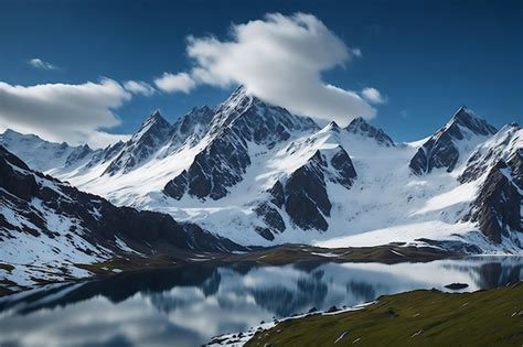 Premium AI Image Fantastic Landscape Almost Snowcapped Mountains