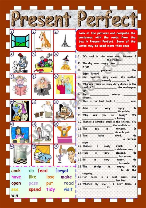 Present Perfect Esl Worksheet By Ptienchiks