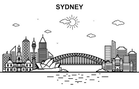 Premium Vector Sydney City Australia Cityscape Skyline Line Outline