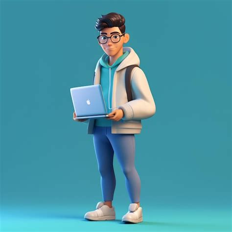 Premium Photo | Happy cartoon 3d programmer hacker designer characters