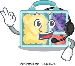 Headphone Happy Lunch Box Above Character Stock Vector Royalty Free