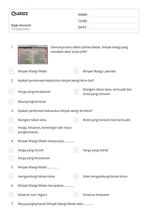 50 Lembar Kerja Ekonomi Untuk Kelas 3 Di Quizizz Gratis And Dapat Dicetak