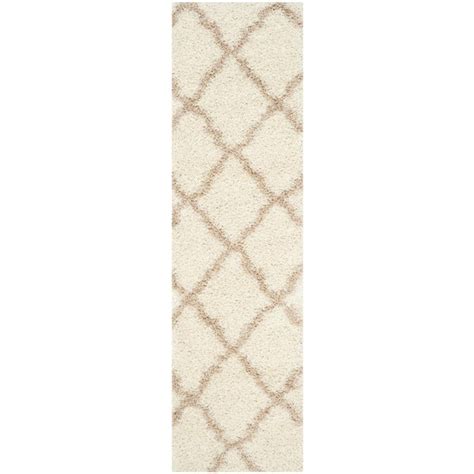 SAFAVIEH Dallas Shag Ivory Beige 2 Ft X 10 Ft Geometric Runner Rug