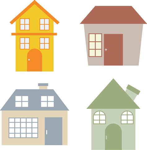 Cute House. Cartoon small town house, minimalist city building, minimal suburban housing vector ...