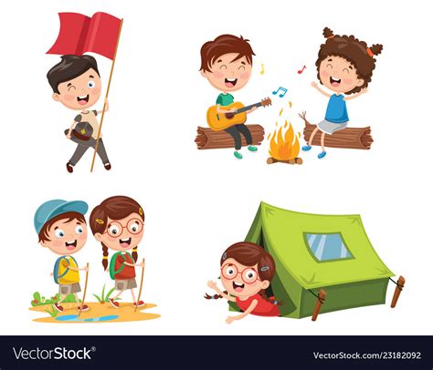 Of Kids Camping Royalty Free Vector Image Vectorstock