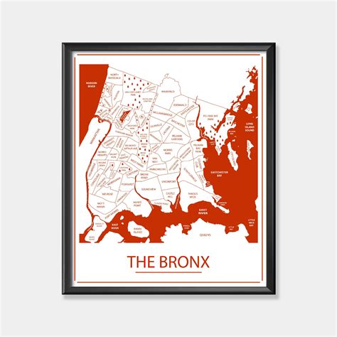 Bronx Map Wall Art Bronx New York Print Neighborhood Map Etsy