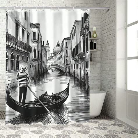 Erxjss Shower Curtain Gondola In European Famous Canal History Holiday