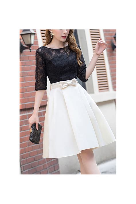 Short Cute Pleated Hoco Party Dress With Lace Sleeves 564768 S1695