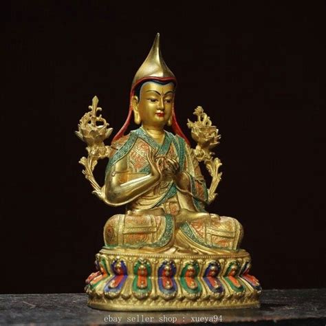 Old Tibet Copper Gilt Painting Je Tsongkhapa Tsong Kha Pa Lama