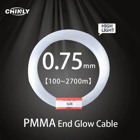 Fibre optique en plastique PMMA de 0 75mm lueur d extrémité câble en