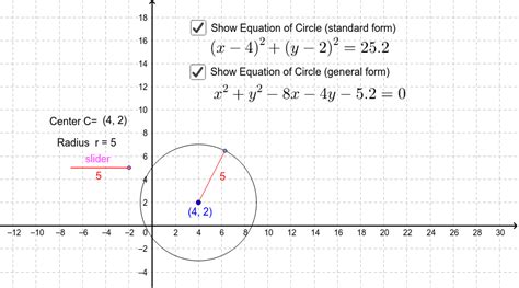 Standard And General Equations Of Circles Geogebra