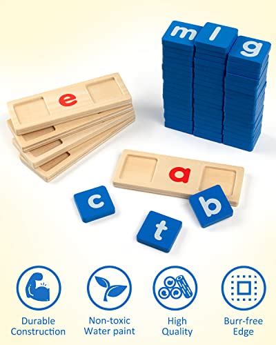 Coogam Wooden Short Vowel Reading Letters Sorting Spelling Games Sight