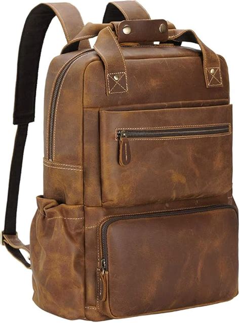 Tiding Mens Leather Backpack 173 Laptop Backpack Large Capacity