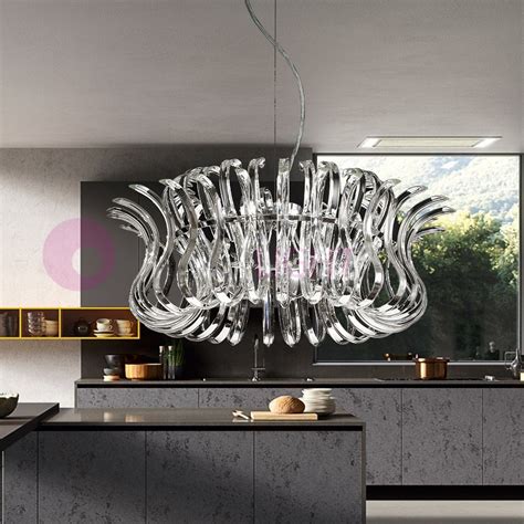 WAVE Lampadario Sospensione Cromo Vetri Cristallo 234 165 Metal Lux