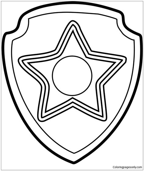 Chase Badge Coloring Page Free Paw Patrol Coloring Pages X The Best