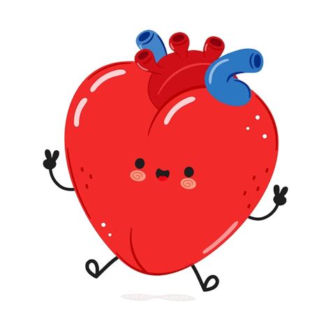 Premium Vector Cute Funny Heart Organ Jumping Character