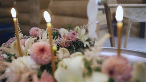 Church Font Decorated with Flowers for the Baptism of Infants in the ...