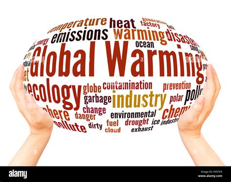 Global Warming Word Cloud Hand Sphere Concept On White Background Stock