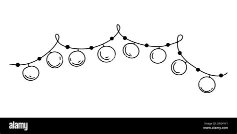 Hand Drawn Holiday Garland In Doodle Style Cute Birthday Decoration Of