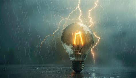 Premium Photo Unique Light Bulb With Lightning Inside By Ai Generated