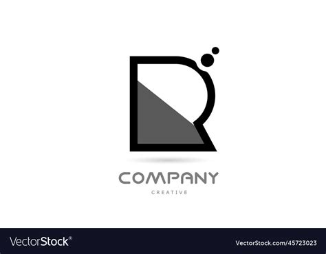 R black white geometric alphabet letter logo icon Vector Image