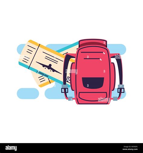 Travelbag With Ticket Flight Document Vector Illustration Design Stock