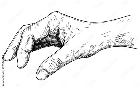 Vector Artistic Pen And Ink Drawing Illustration Of Hand Holding