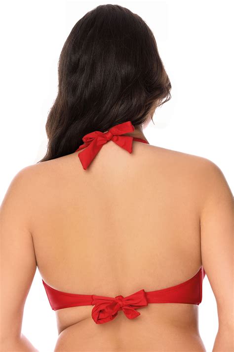 Vivisence Bikini BH Dame Bademode Gepolstert Hergestellt In EU Neckholder 3220 Rot Rot