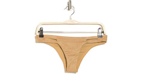 Vitamin A Neutra Strappy Hipster Bikini Bottoms In Golden Glow Metallic