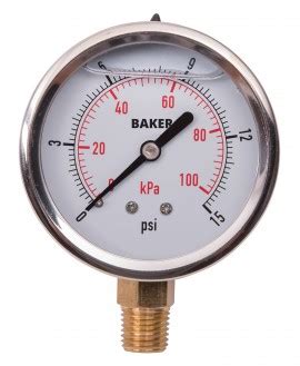 Baker Avnc Series Liquid Filled Pressure Gauge To Psi To