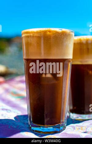 Traditional Greek Cold Coffee Frappe With Foam Made From Water Instant