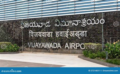 The Sign of Vijayawada Airport at the Entrance of the Terminal in ...