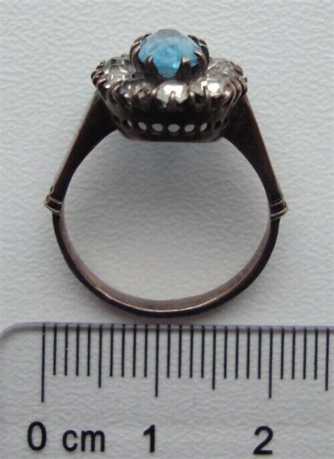 Vintage Soviet Russia Ussr 1955 Ring With Blue Stone Silver Hallmark