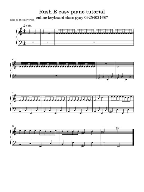 Rush E Sheet Music Boss Rush E Easy Piano Tutorial Pdf