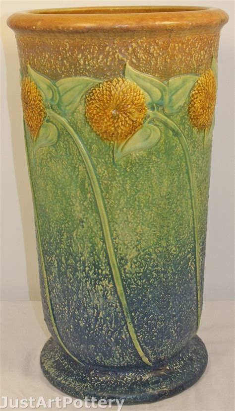 Roseville Pottery Sunflower Umbrella Stand 770 Roseville Pottery