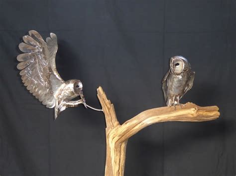 Two Owl Sculpture Dadey Fine Metal Art