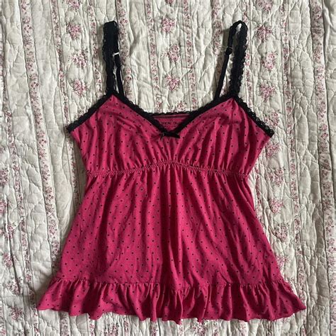 Hot Pink Y K Mcbling Polka Dot Lace Babydoll Depop