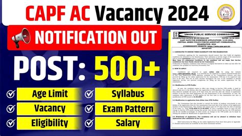 Capf Ac Notification 2024 Capf Ac 2024 Syllabus Exam Pattern