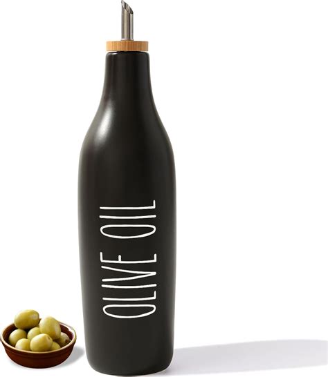 Homcdaly Ceramic Olive Oil Dispenser Bottle Black Oil