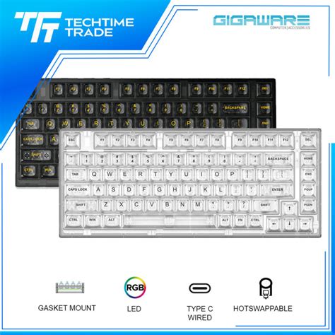 Gigaware Xinmeng X75 75 Transparent Gasket Structure Hot Swappable Wired RGB Crystal Clear