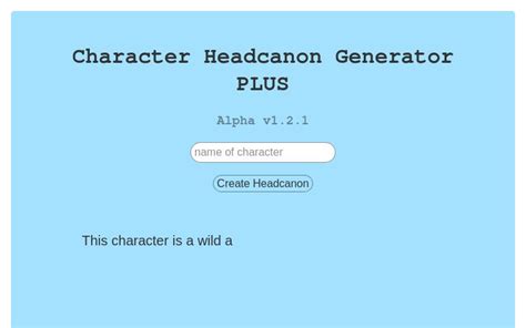 Character Headcanon Generator PLUS