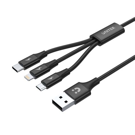 3 In 1 Usb A To Usb C Micro Usb Lightning Multi Charging Cable — Unitek